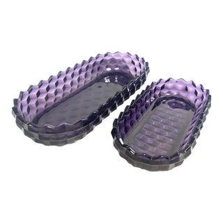 20th Century Fostoria American Purple Glass Serving Dish Pair For Sale