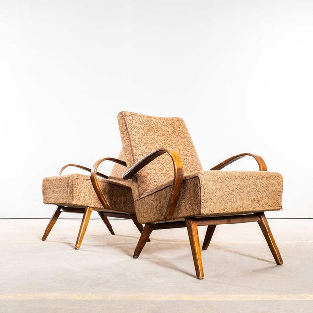 Armchair in Botanic Geometric Fabric by Jaroslav Šmídek, 1950s For Sale - Image 11 of 11