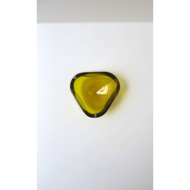 Seguso Italian Murano Art Glass Bowl or Ashtray Golden Yellow For Sale - Image 4 of 9