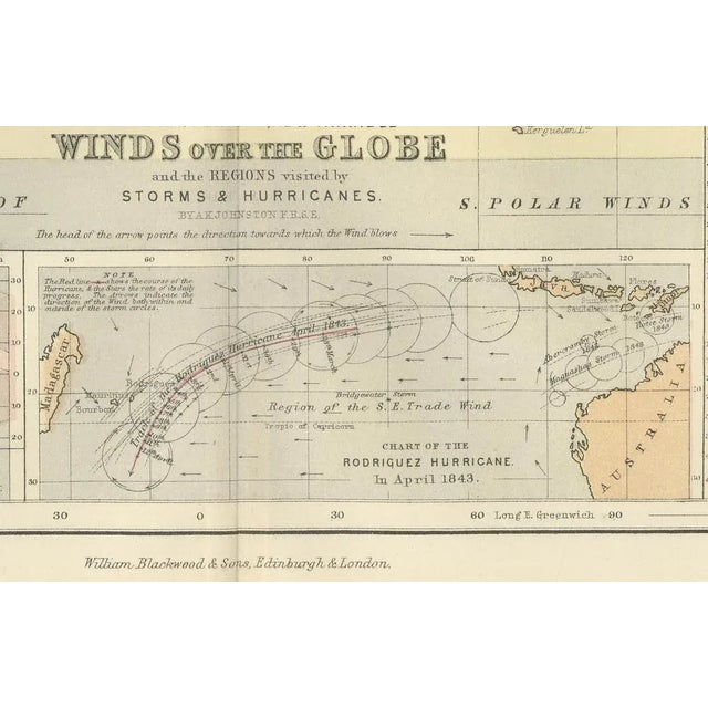 Wind and Hurricane Map by A.K. Johnston, 1852 For Sale - Image 4 of 10