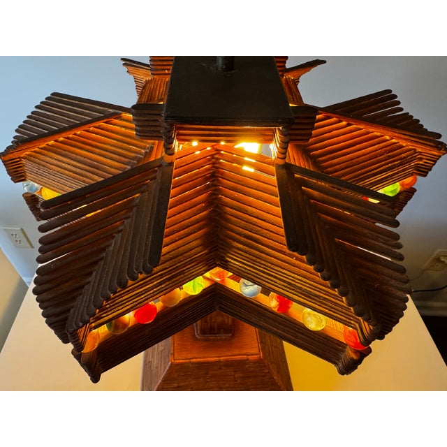 Beautiful Vintage Tramp Art - Popsicle Stick/Matchstick/Marble Lamp For Sale - Image 10 of 10