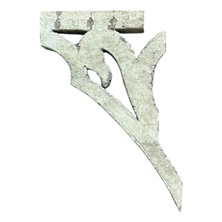 Antique White Distressed Wood Swan Head Corbel / Architectural Fragment #1 For Sale
