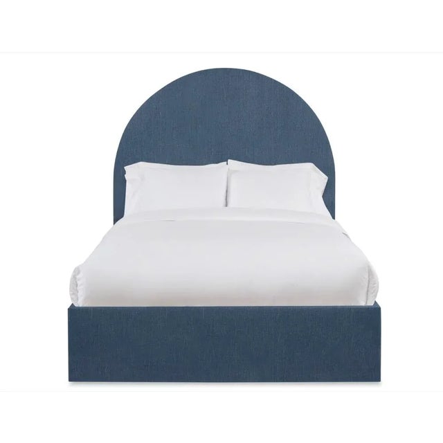 Casa Cosima Poppy King Bedframe, Navy Linen For Sale - Image 4 of 4