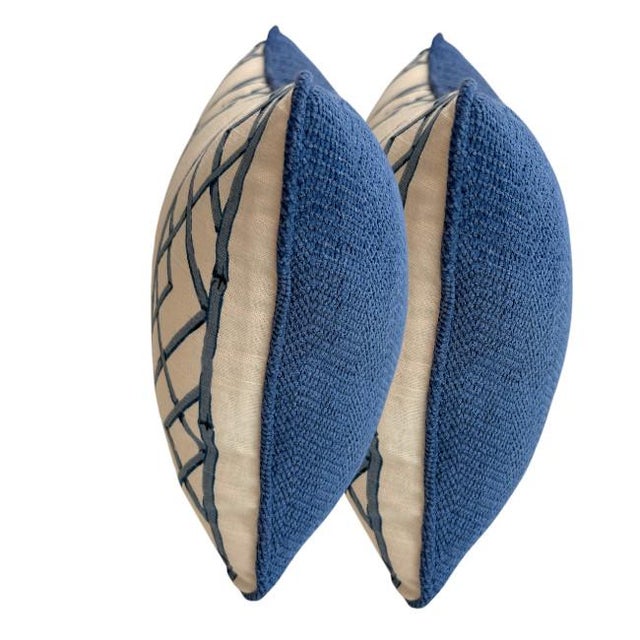 Hollywood Regency Pair of Kravet Lattice Lumbar Pillows For Sale - Image 3 of 7