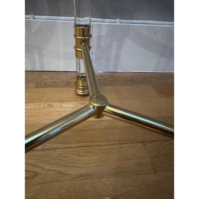 Metal Italian Acrylic Glass and Lacquered Brass Side Tables, 1970, Set of 2 For Sale - Image 7 of 17