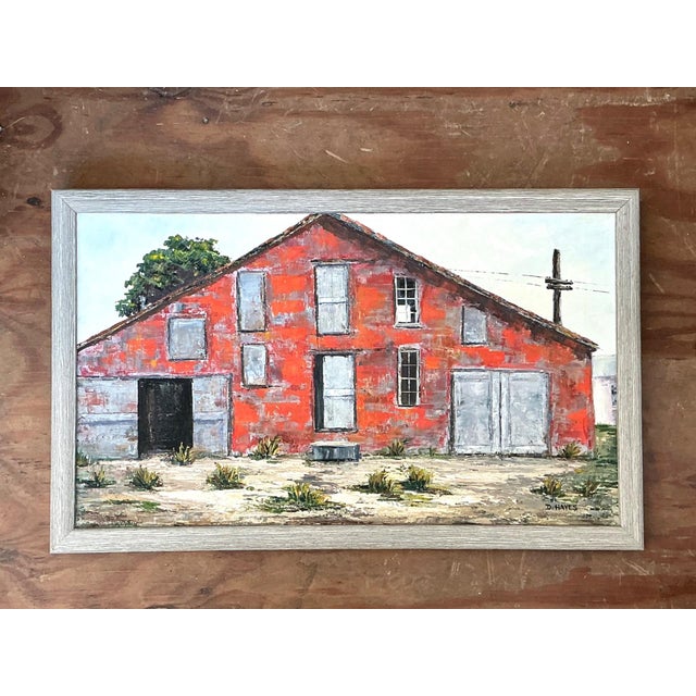 Farmhouse Framed D. Hayes Barn Landscape Painting For Sale - Image 3 of 17