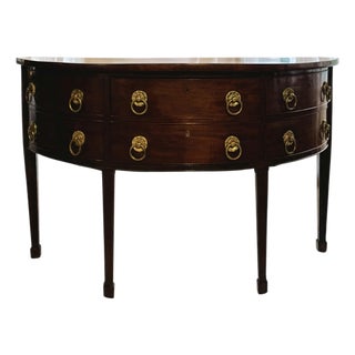 English Mahogany Demiluned Sideboard With Brass Rosette Hardware, Circa 1810 For Sale