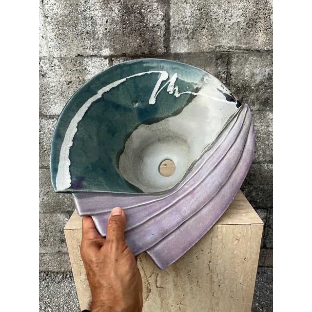 Large Post Modern Two Pieces Studio Pottery Vase. Circa 1980s For Sale - Image 16 of 18