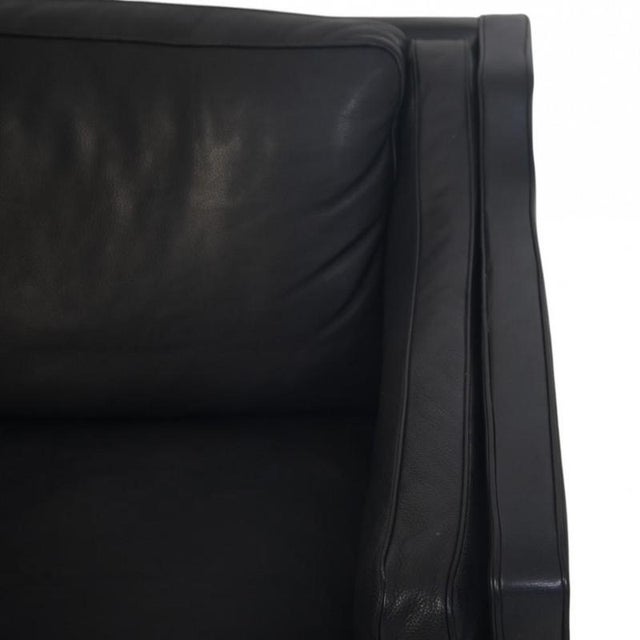 Vintage 2212 Two-Seater Sofa in Black Leather by Børge Mogensen, 1980s For Sale - Image 9 of 18