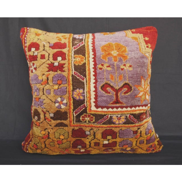 Contemporary Handknotted Multicolor Pillow Cover Made from Vintage Rug For Sale - Image 3 of 9