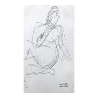 1980s John Reilly Female Nude Figure Drawing For Sale