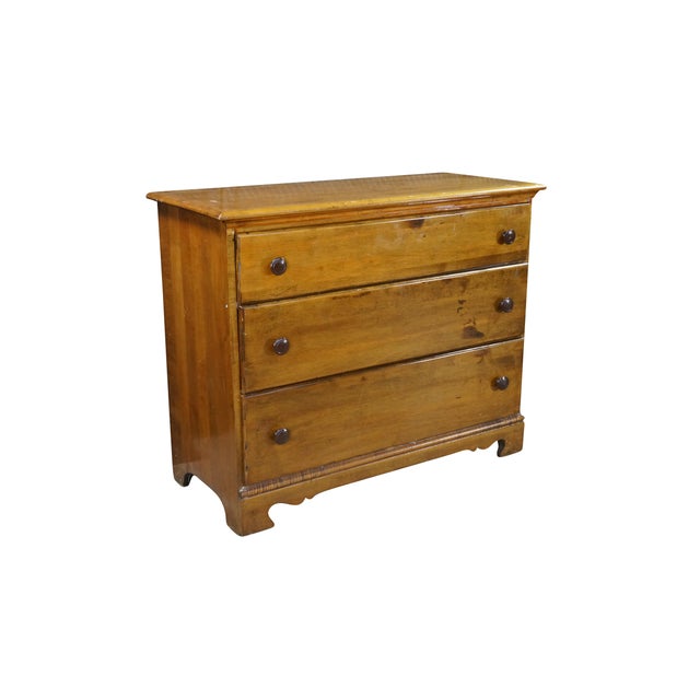 Farmhouse Antique American Country Farmhouse Maple and Pine Three Drawer Chest Dresser 42" For Sale - Image 3 of 17