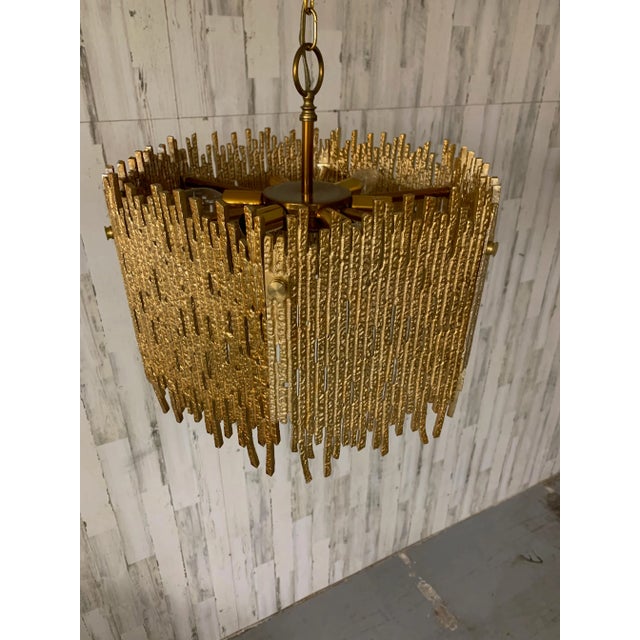 1960s 1960s Golden Brass Brutalist Pendant by Moe Lighting, Unmarked For Sale - Image 5 of 11