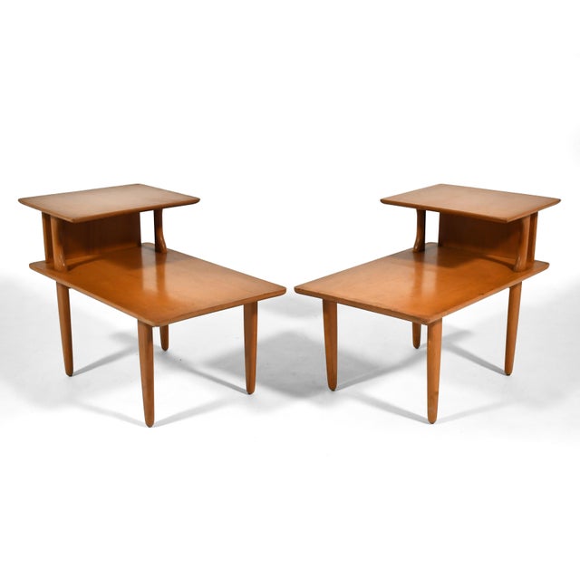Champagne Mid 20th Century Heywood Wakefield M1574 Step End Tables For Sale - Image 8 of 10