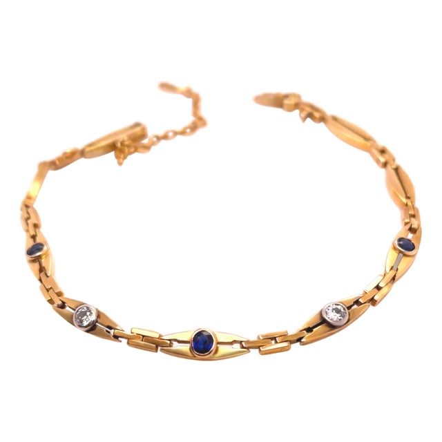 14ct Yellow Gold Sapphire and Diamond Bracelet 0.69ct 9.83g For Sale