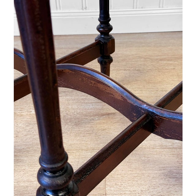 Vintage Traditional Victorian Mahogany Inlaid Scalloped Side Table For Sale - Image 13 of 15
