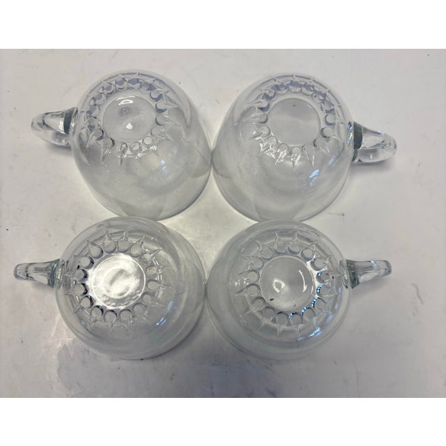 Indiana Glass Company Mid-Century Pressed Glass Daisy Snack Set | Four Plates With Four Cups Mid-Century Modern / Hollywood Regency For Sale - Image 4 of 9