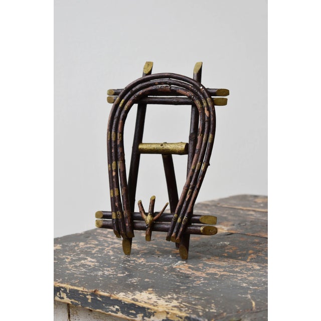 Rustic Antique Adirondack Twig Picture Frame, Circa Early 20th Century + Vintage Photograph of Two Men on a River, Circa Early 20th Century For Sale - Image 3 of 12
