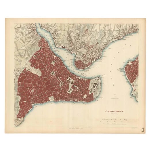 Mid-19th Century Plan of Constantinople by Sduk, 1840s For Sale