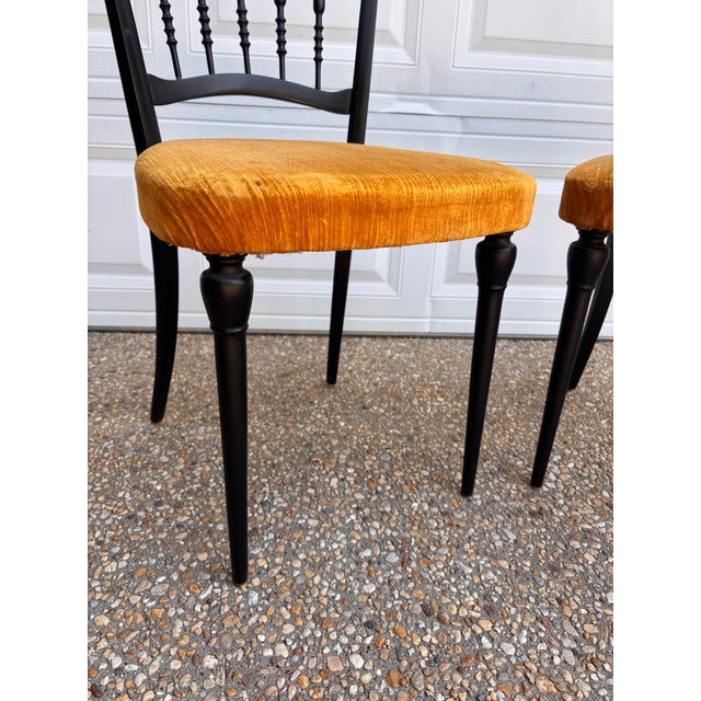 Italian Vintage Mid Twentieth Century 1950’s Black Italian Chiavari Chairs, a Pair For Sale - Image 3 of 10
