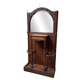 Vintage Art Deco Clothes Rack with Fold-Out Compartment, 1930 For Sale