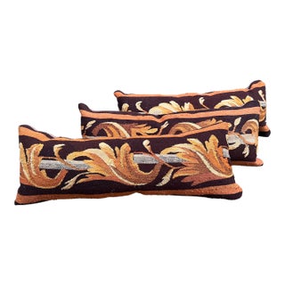 Set of Three Antique Tapestry Pillows For Sale