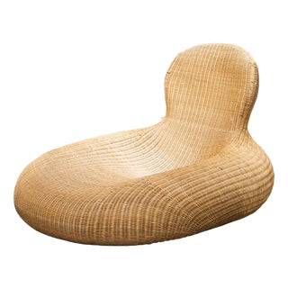 Large Ikea Rattan Recliner Armchair, 2000s For Sale