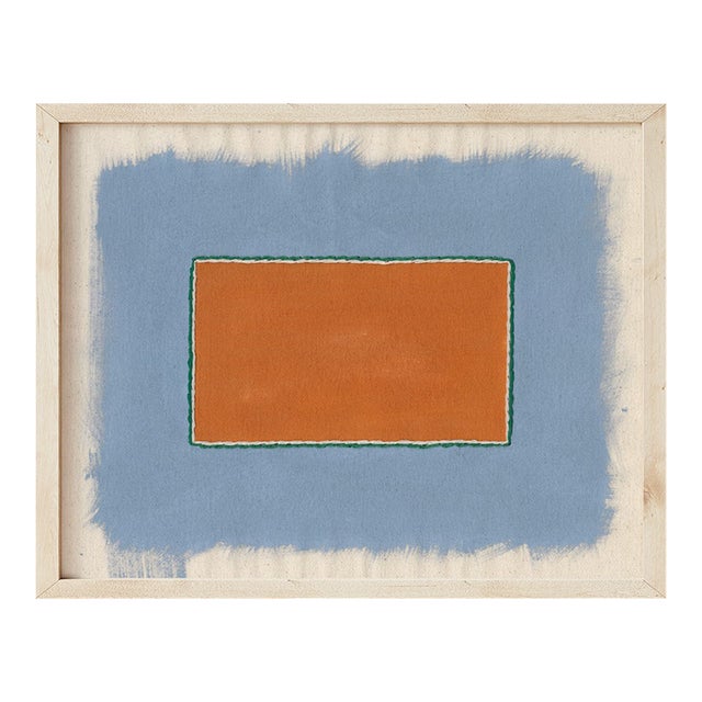 Terracotta and Gray-Blue Abstract Minimalist Art Print, Emily Keating Snyder, 30 X 38 Print in Wood Frame For Sale