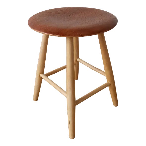 Vintage Swedish Wooden Stool, 1960s For Sale