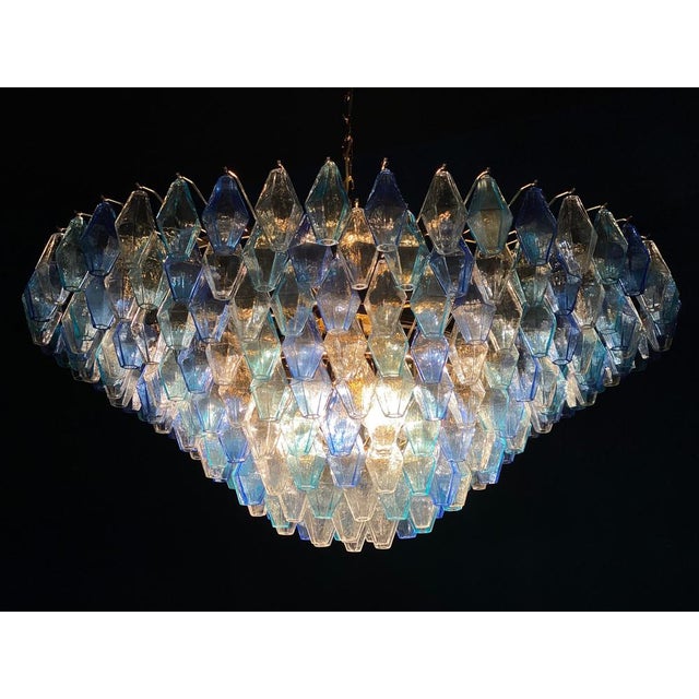 Sapphire Colored Murano Glass Poliedri Chandelier For Sale - Image 6 of 15
