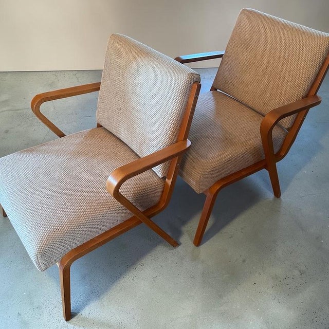 An exceptional original pair of iconic Model 53693 armchairs, designed in 1957 by the distinguished architect and Bauhaus...