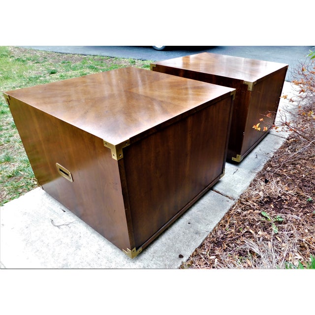 Vintage Campaign Henredon End Tables a Pair Chairish