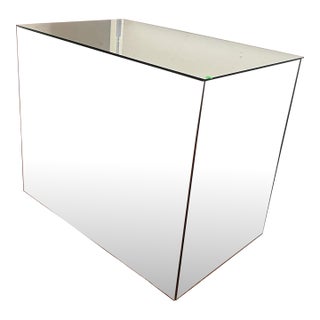 1960s Modern Mirrored Motorized Lift Hidden Bar/Tv Console For Sale