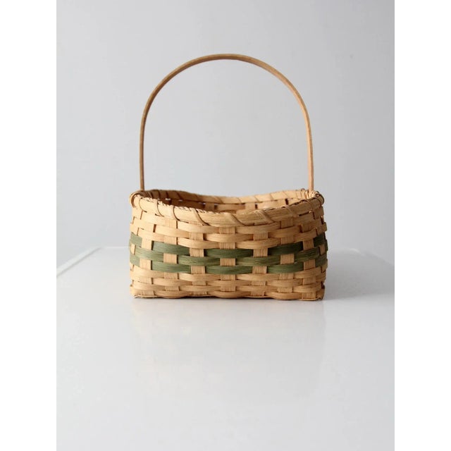 Wood Hand-Woven Harvest Basket For Sale - Image 7 of 12