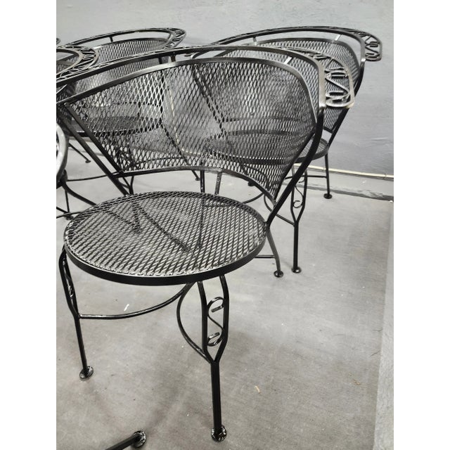 Mid-Century Modern Vintage Woodard Wrought Iron Outdoor Club Chairs - Set of 8 For Sale - Image 3 of 10