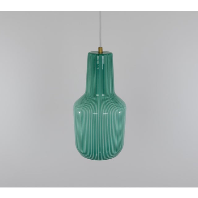 Metal Green Murano Glass Pendant Light by Massimo Vignelli for Venini, 1950s For Sale - Image 7 of 7