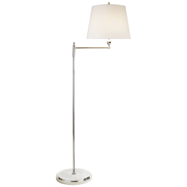 Modern Thomas O'Brien by Visual Comfort Signature Paulo Floor Light in Polished Nickel with Linen Shade For Sale - Image 3 of 3