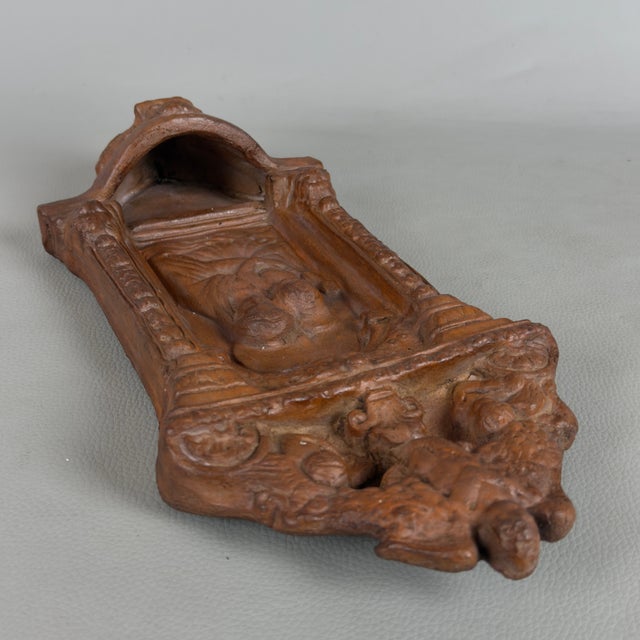 Vintage Terracotta Holy Water Stoup with Madonna and Child, 20th Century For Sale - Image 5 of 11