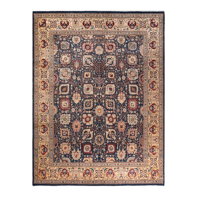 Blue Mogul, One-of-a-Kind Hand-Knotted Area Rug in Blue, 8' 1" x 10' 7" For Sale - Image 8 of 8