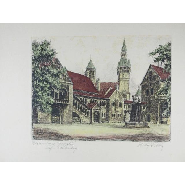 Beige Early 20th Century German Willy Scholtz View of the Burgsplatz in Brunswick Print, Framed For Sale - Image 8 of 12