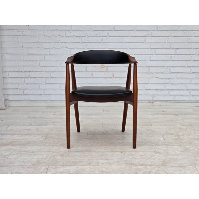 Danish Armchair in Teak Wood and Black Artificial Leather, 1960s For Sale - Image 6 of 13