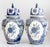 French Country Large Mid-Century Dutch Delft Lidded Ginger Jars Vases - A Pair For Sale - Image 3 of 14