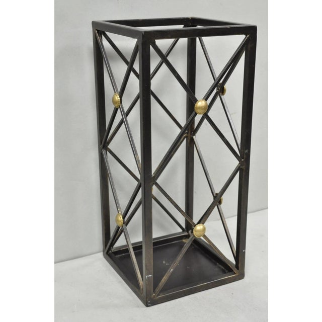 Neoclassical Contemporary Italian Neoclassical Style Iron X- Form Umbrella Cane Stand For Sale - Image 3 of 11