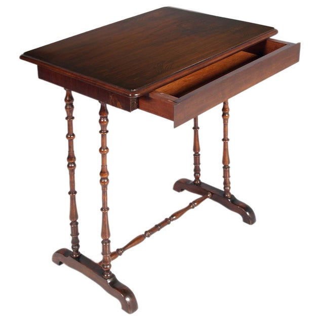 Small Antique Vanity Desk in Walnut, 1890 For Sale - Image 12 of 12