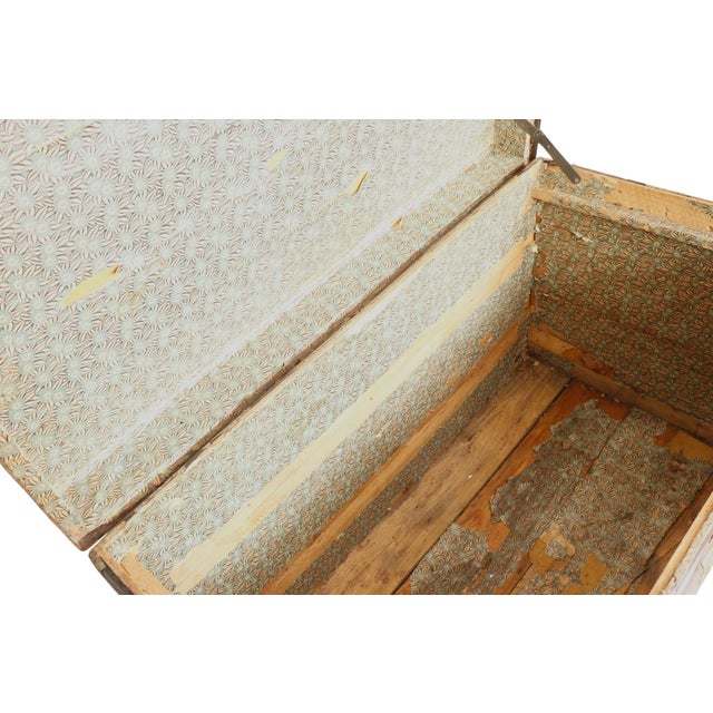 Early 20thC Flat Top Steamer Trunk For Sale - Image 14 of 14