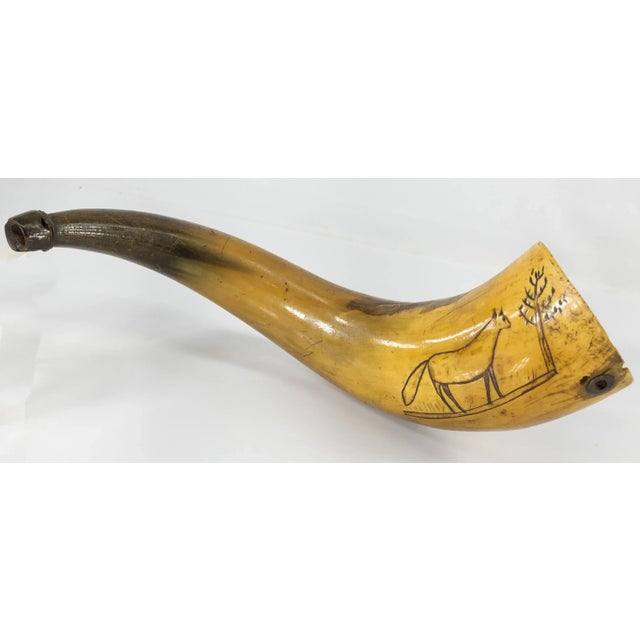 Early 19th Century Early 19th Century Carved Scrimshaw English Hunting Powder Horn With Fox For Sale - Image 5 of 10