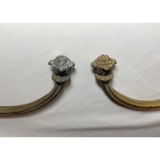 Metal Pair of Antique 19th Century Gilt Bronze Ornate Victorian Wall Hooks Bracket For Sale - Image 7 of 8