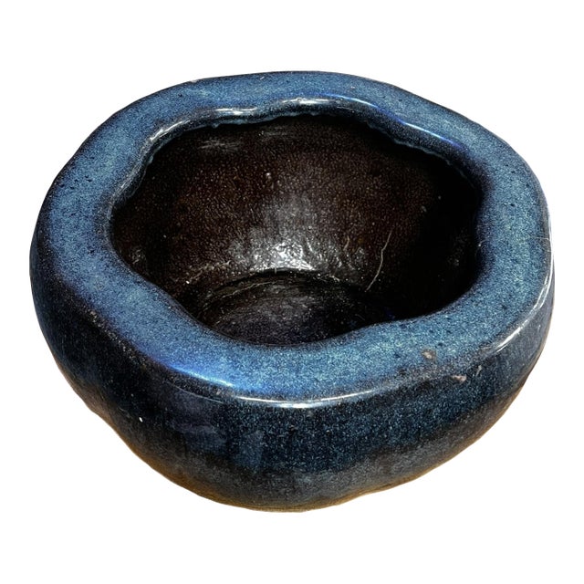 Large Early 20th Century Blue Flambe Glaze Pot For Sale