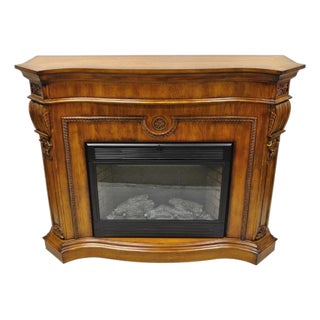 Twin Star International 62" Cherry Wood Empire Style Heater Tv Stand Fireplace For Sale