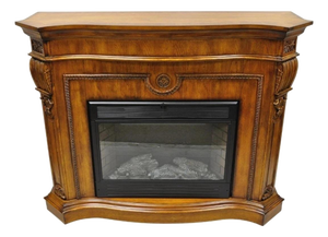 Twin Star International 62" Cherry Wood Empire Style Heater Tv Stand Fireplace